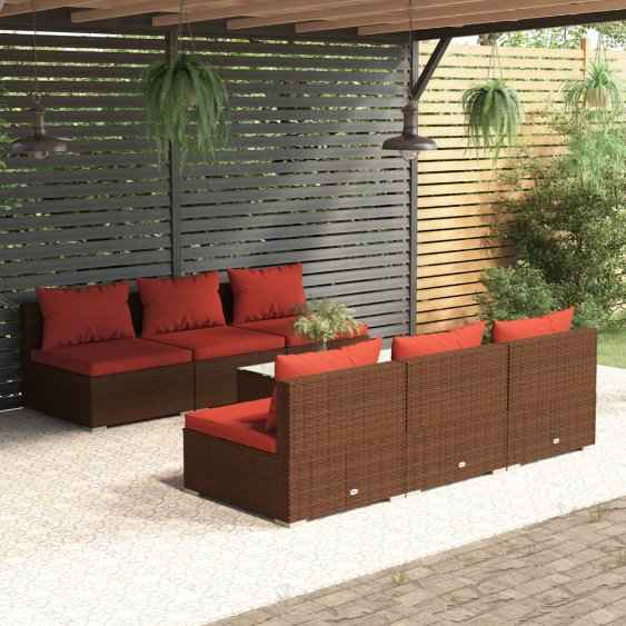 vidaXL 5 pcs conjunto lounge de jardim c/ almofadões vime PE preto