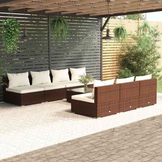 vidaXL 5 pcs conjunto lounge de jardim c/ almofadões vime PE preto