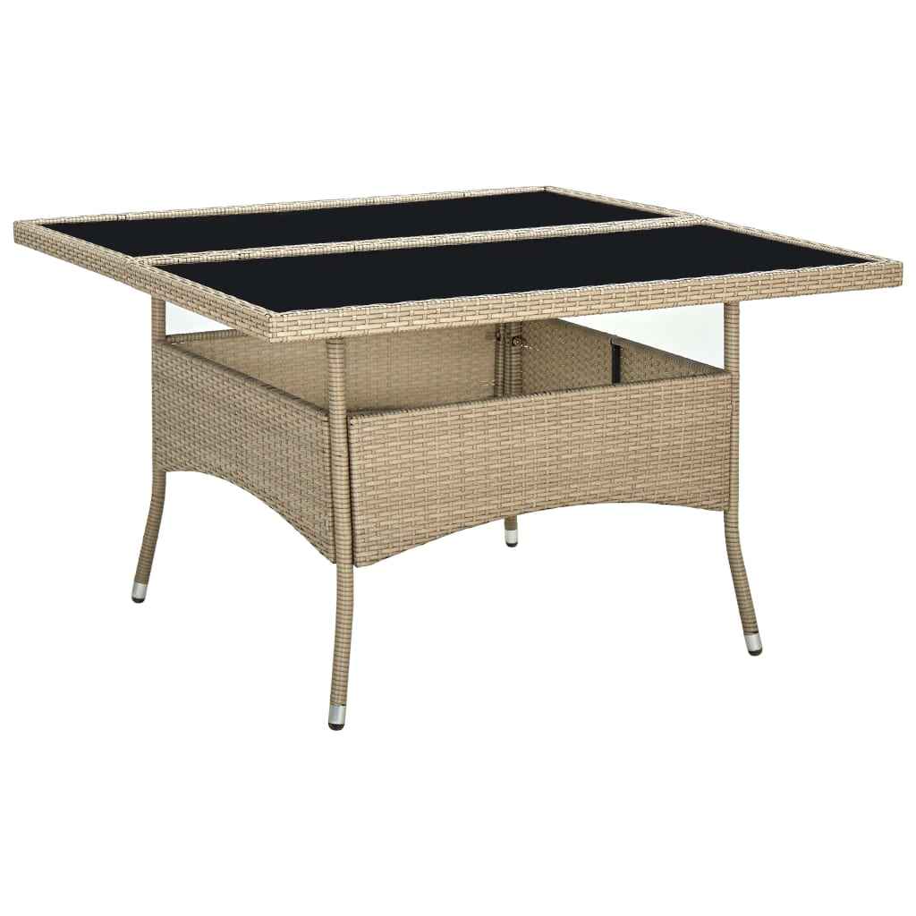 vidaXL Mesa de jantar para exterior vime PE e vidro castanho