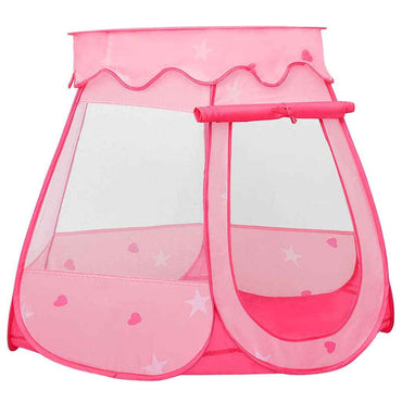 vidaXL Tenda de brincar infantil com 250 bolas 102x102x82 cm rosa