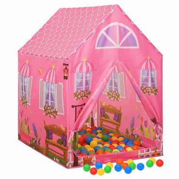 vidaXL Tenda de brincar infantil com 250 bolas 69x94x104 cm rosa