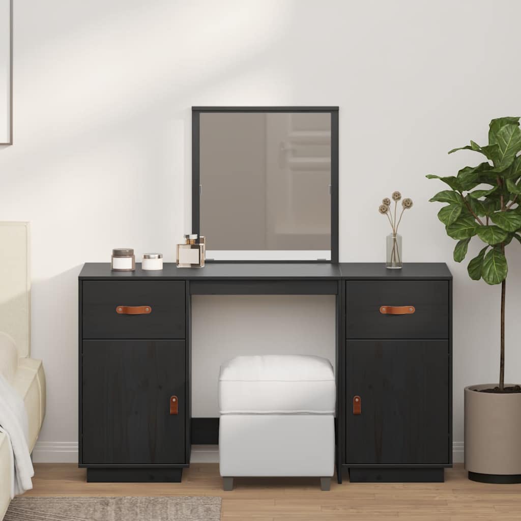 vidaXL Conjunto de toucador com espelho pinho maciço branco