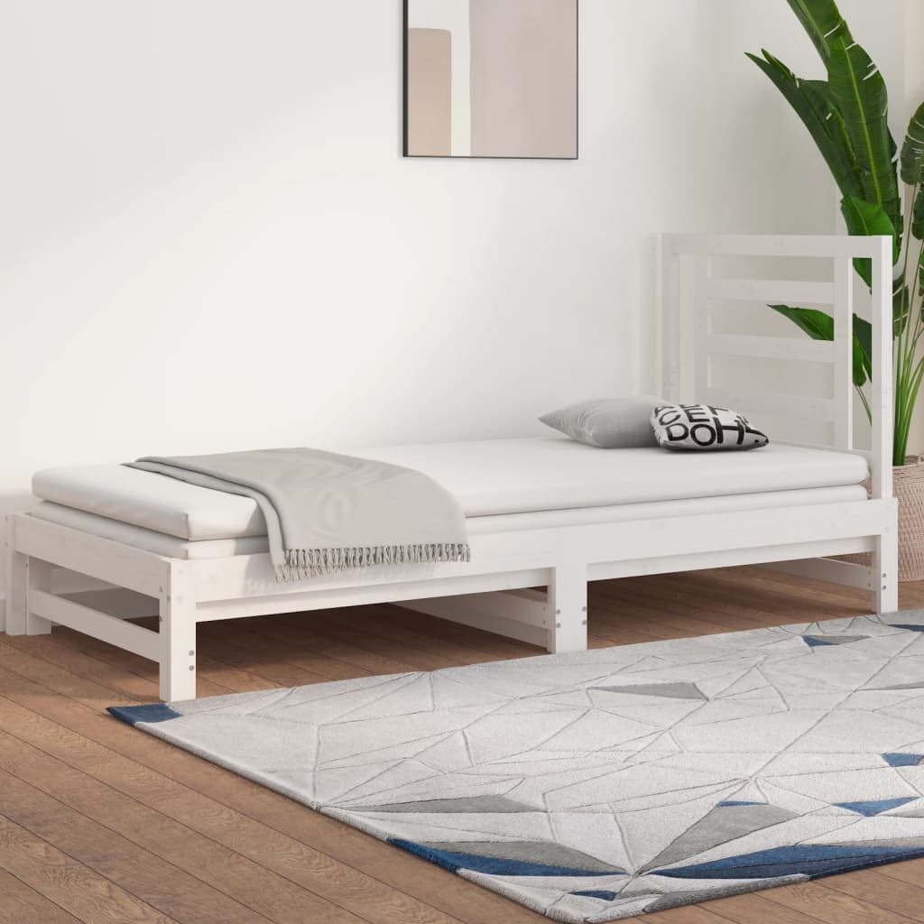 vidaXL Sofá-cama de puxar 2x(90x200) cm madeira de pinho maciça