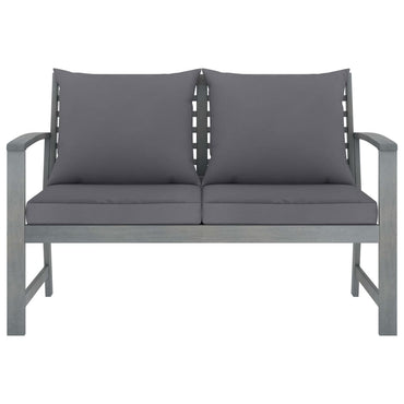 vidaXL Banco jardim 120 cm c/ almofadão cinzento-escuro acácia maciça