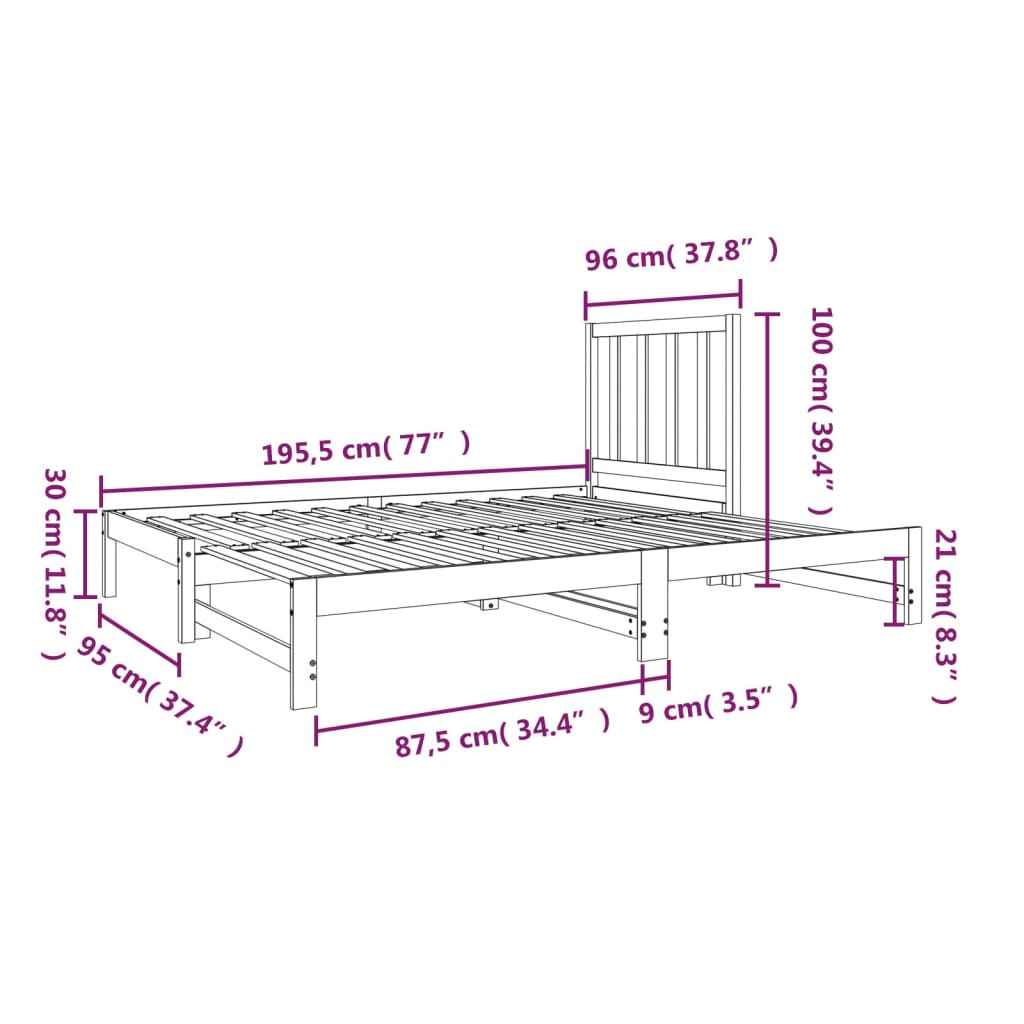 vidaXL Estrutura sofá-cama de puxar 2x(90x190) cm pinho maciço