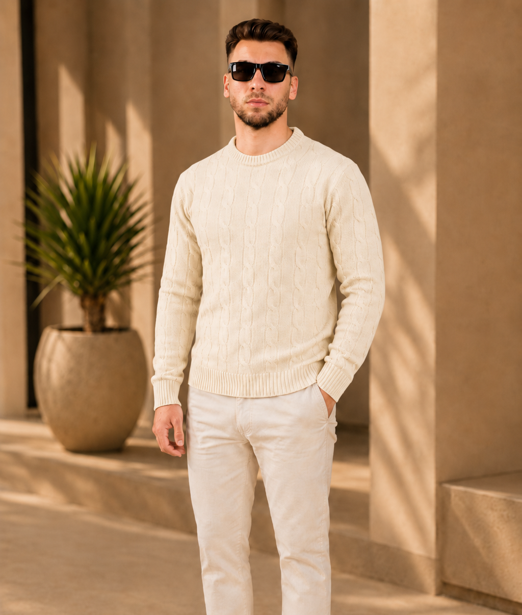 CREWNECK CABLE KNIT - ESCAPISM