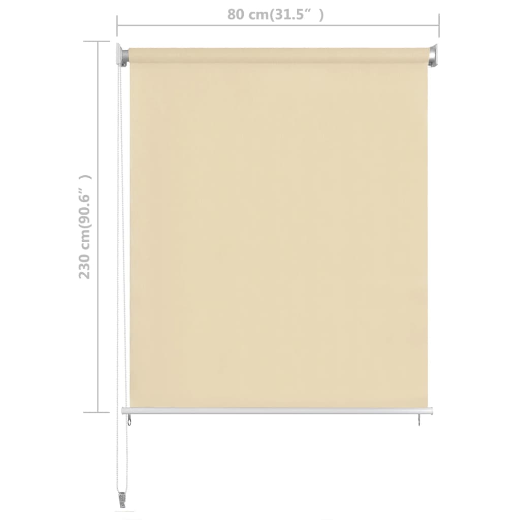 vidaXL Estore de rolo para exterior PEAD 80x230 cm cor creme