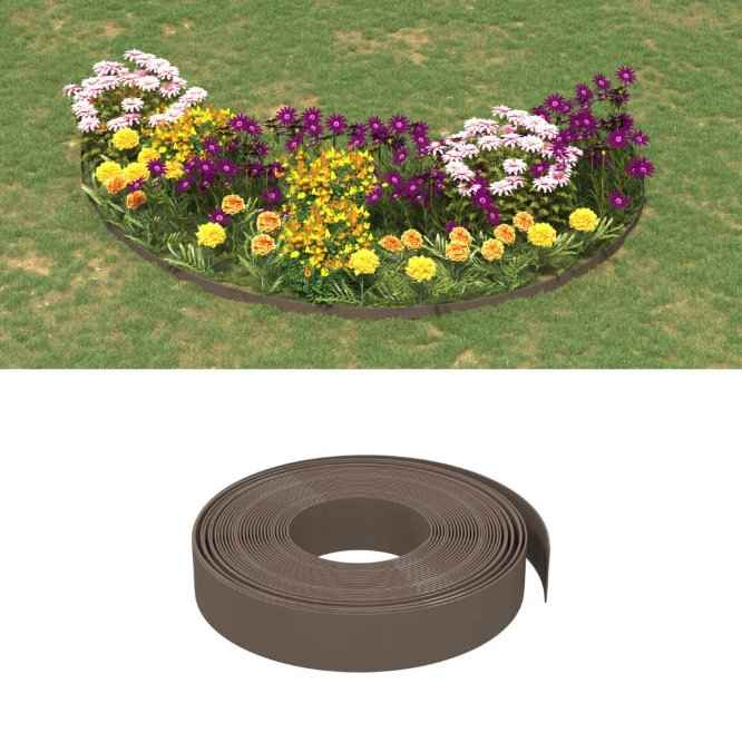 vidaXL Borda de jardim 10 m 10 cm polietileno cinzento