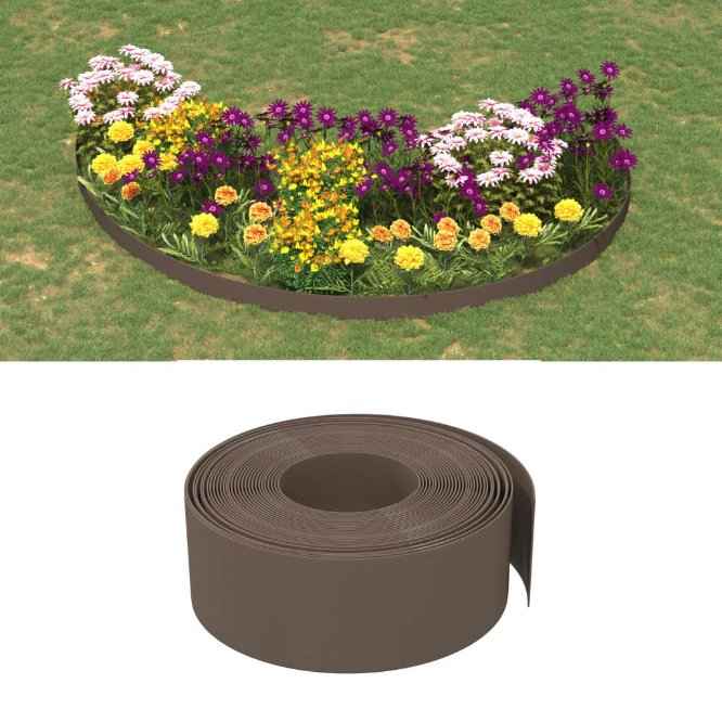 vidaXL Borda de jardim 10 m 10 cm polietileno cinzento