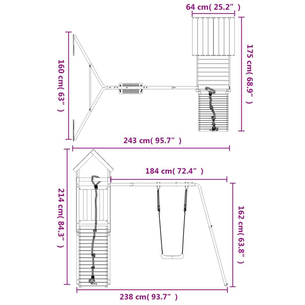 vidaXL Conjunto de brincar para exterior madeira de pinho impregnada