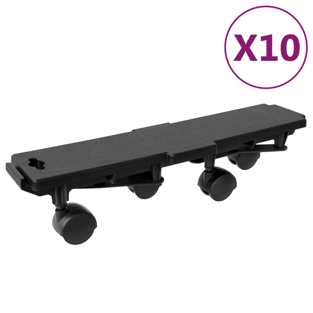 vidaXL Carrinhos de transporte 4 rodas 2 pcs polipropileno 170kg preto