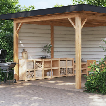 vidaXL Armários de cozinha para exterior 3 pcs madeira de pinho maciça