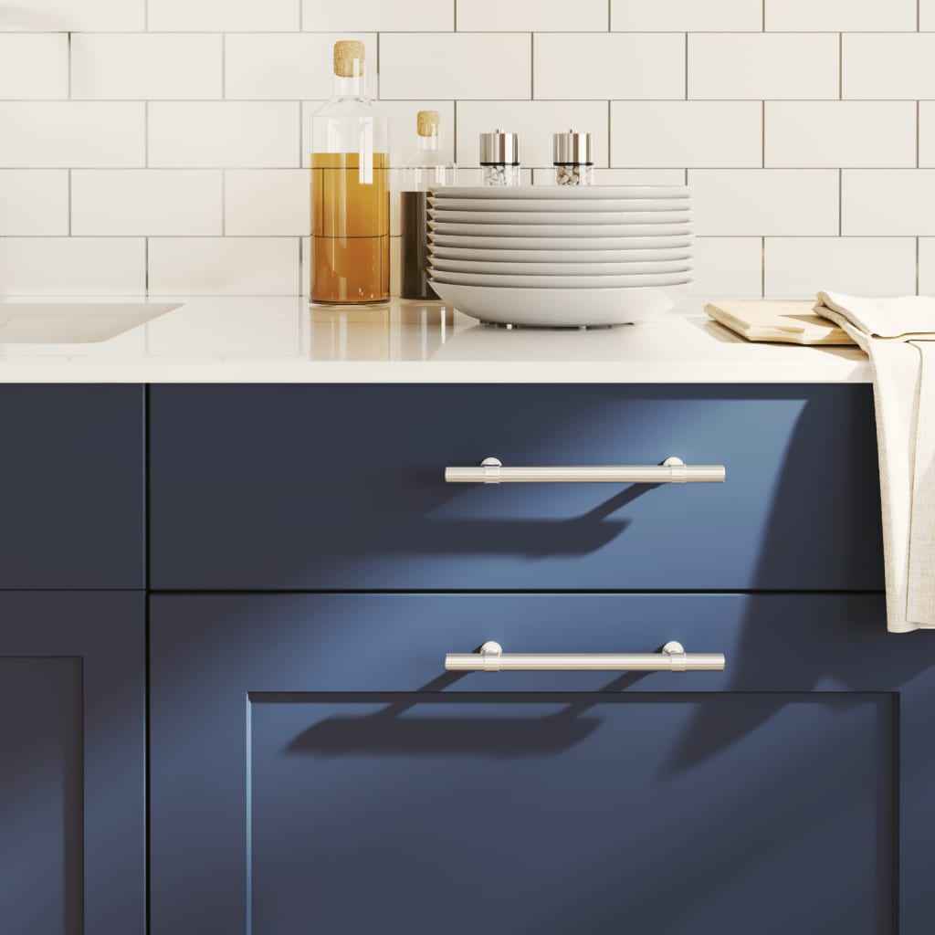 vidaXL Puxadores para móveis 10 pcs 96 mm aço inoxidável prateado