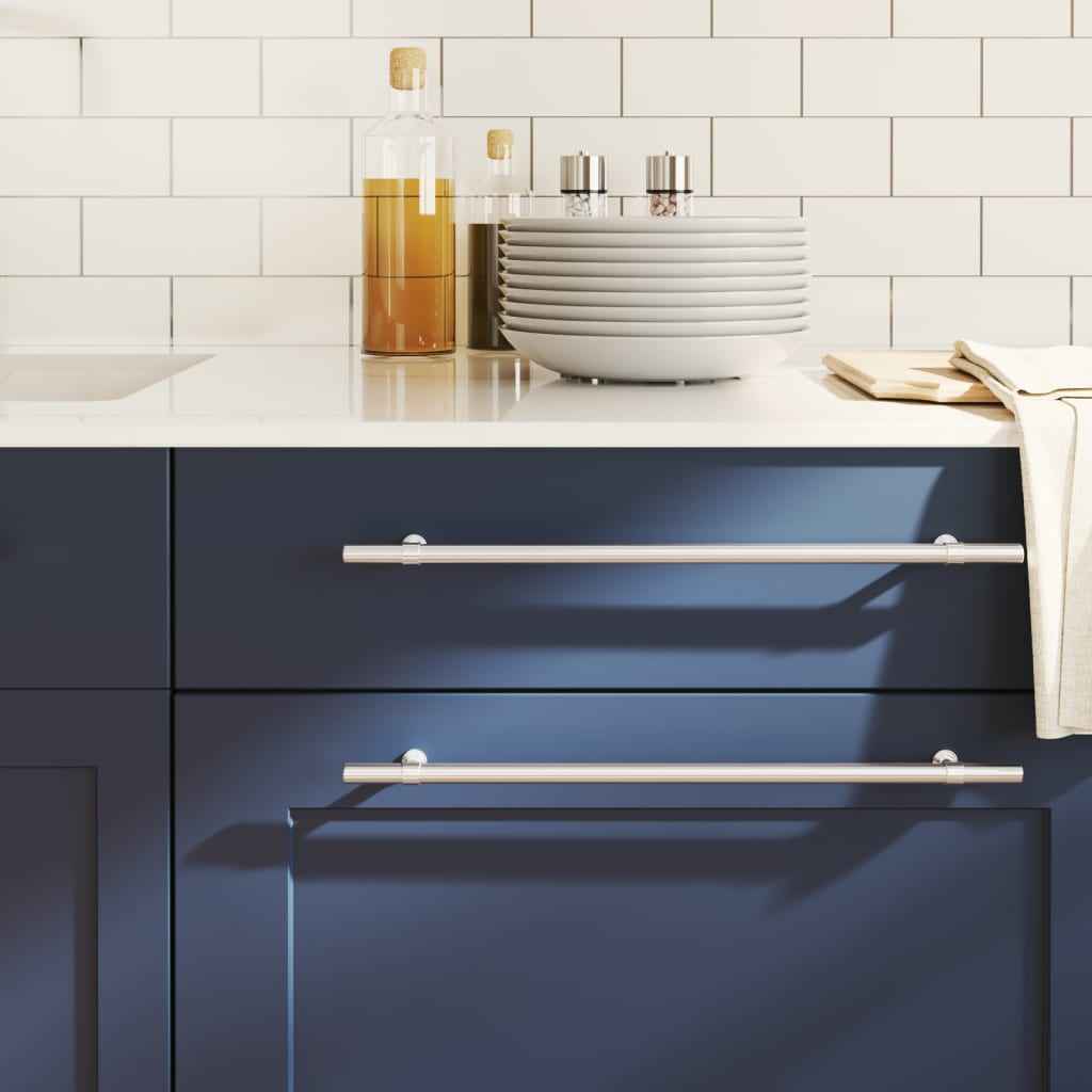 vidaXL Puxadores para móveis 10 pcs 96 mm aço inoxidável prateado