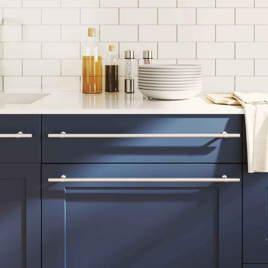 vidaXL Puxadores para móveis 10 pcs 96 mm aço inoxidável prateado