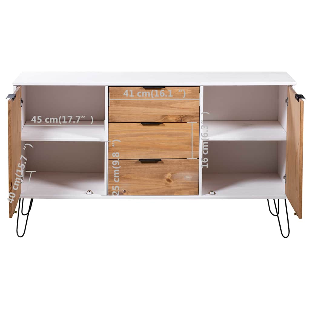 vidaXL Buffet New York 130,6 x 43 x 73,6 cm Madeira de pinho maciça