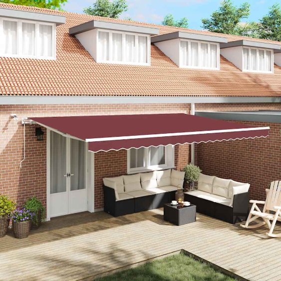 vidaXL Toldo com sensor de vento e LED 500x300 cm azul e branco