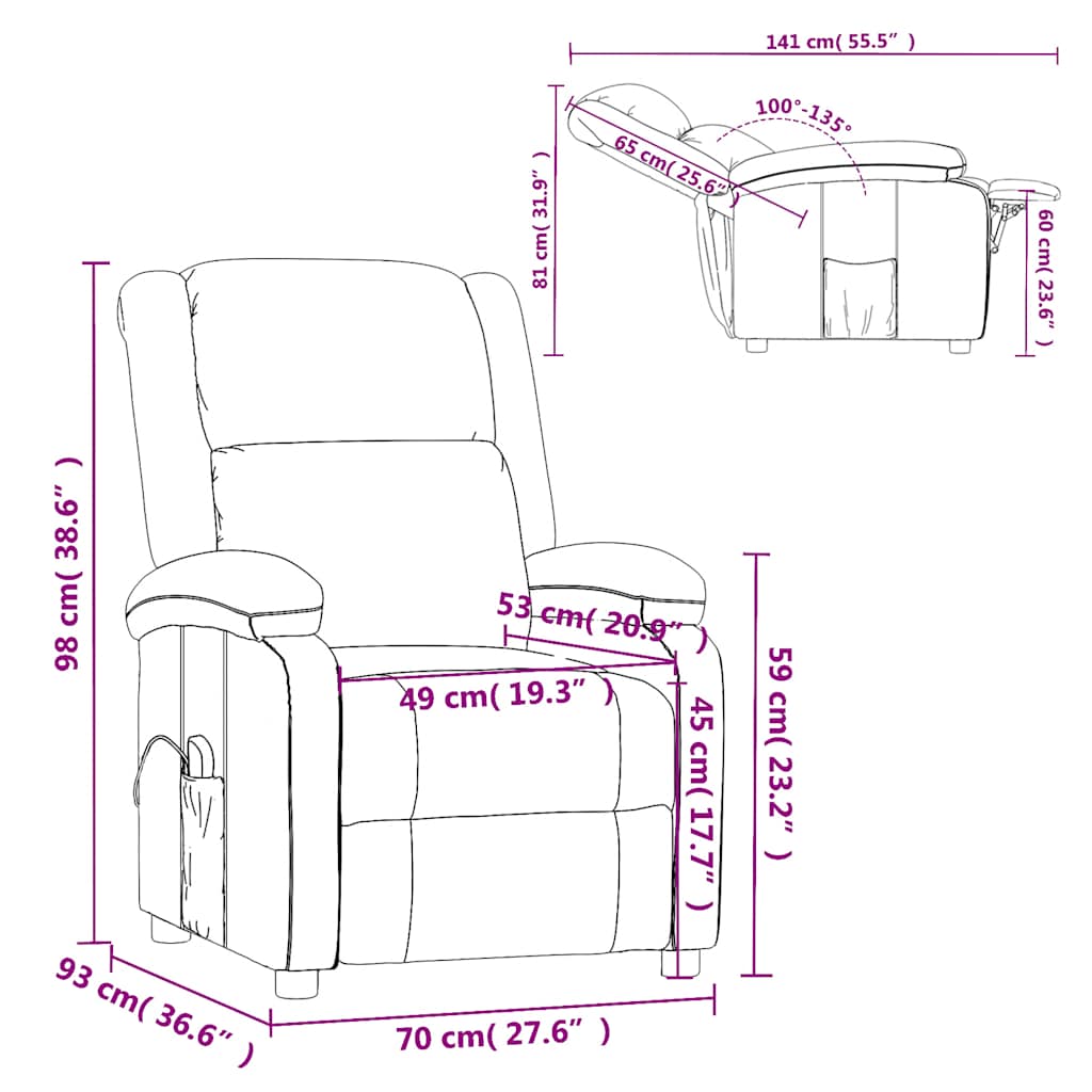 vidaXL Poltrona de massagens tecido cinzento-claro