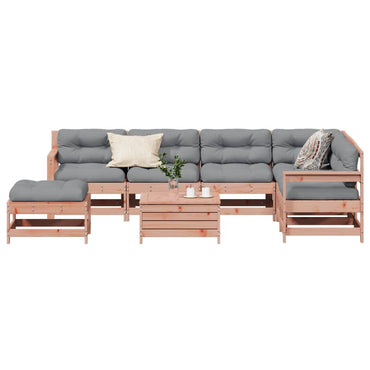 vidaXL 8 pcs conj. lounge jardim c/ almofadões madeira douglas maciça