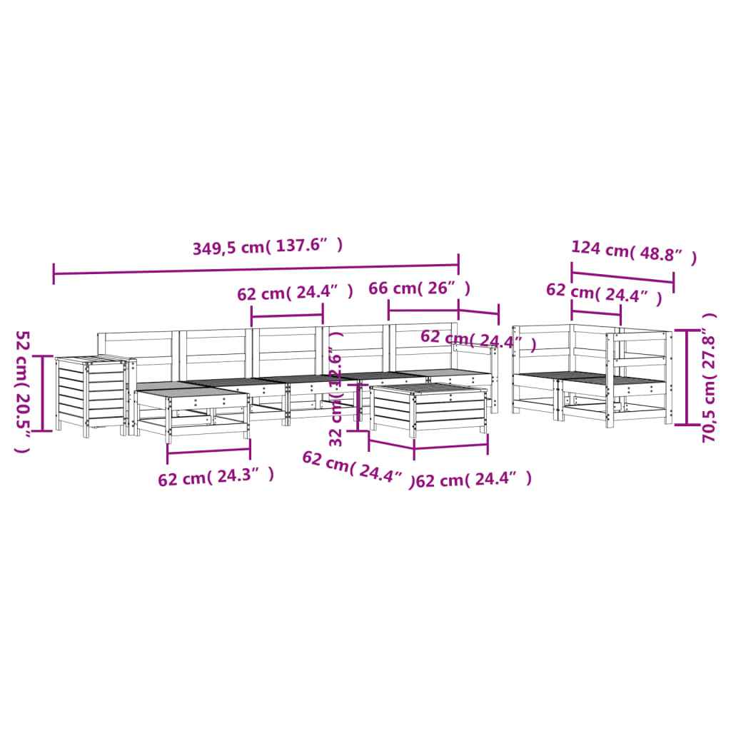 vidaXL 10 pcs conjunto sofás jardim madeira abeto-de-douglas