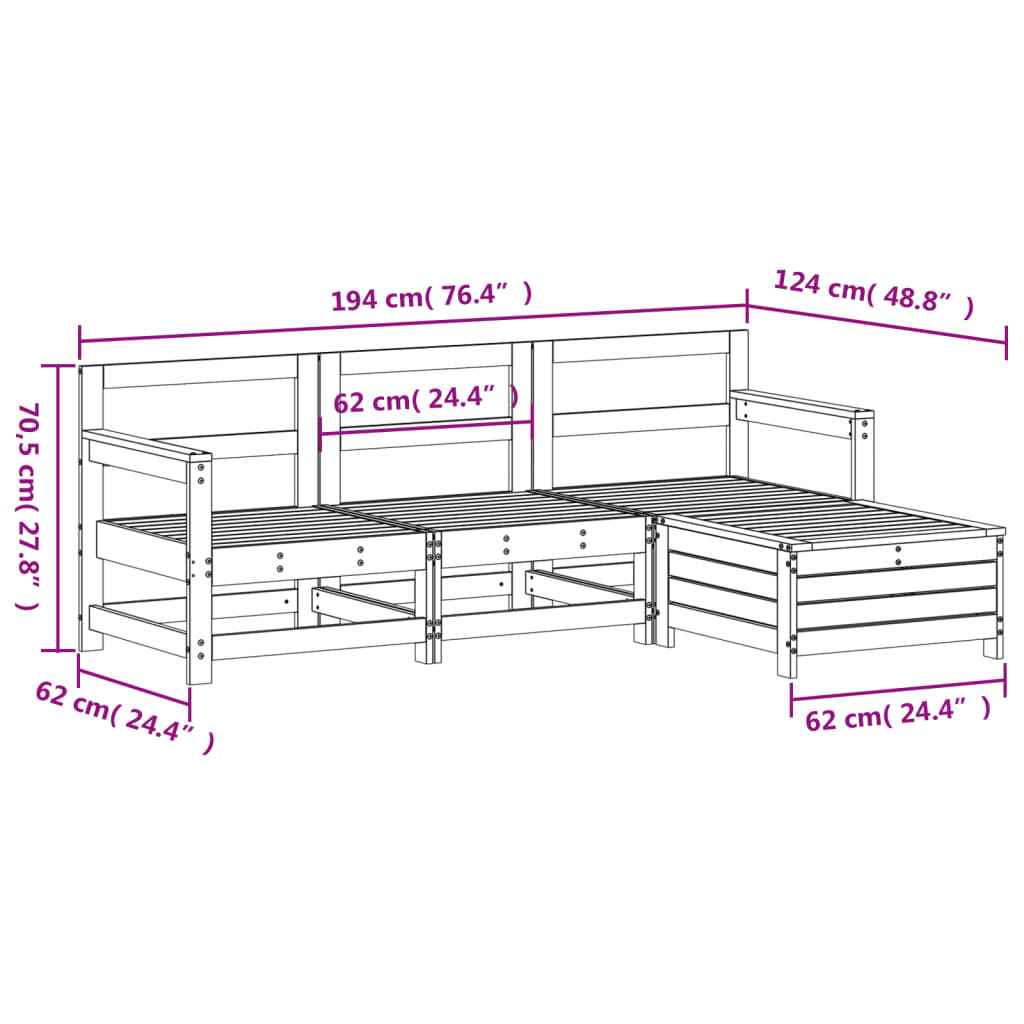 vidaXL 4 pcs conjunto sofás de jardim madeira de pinho maciça branco