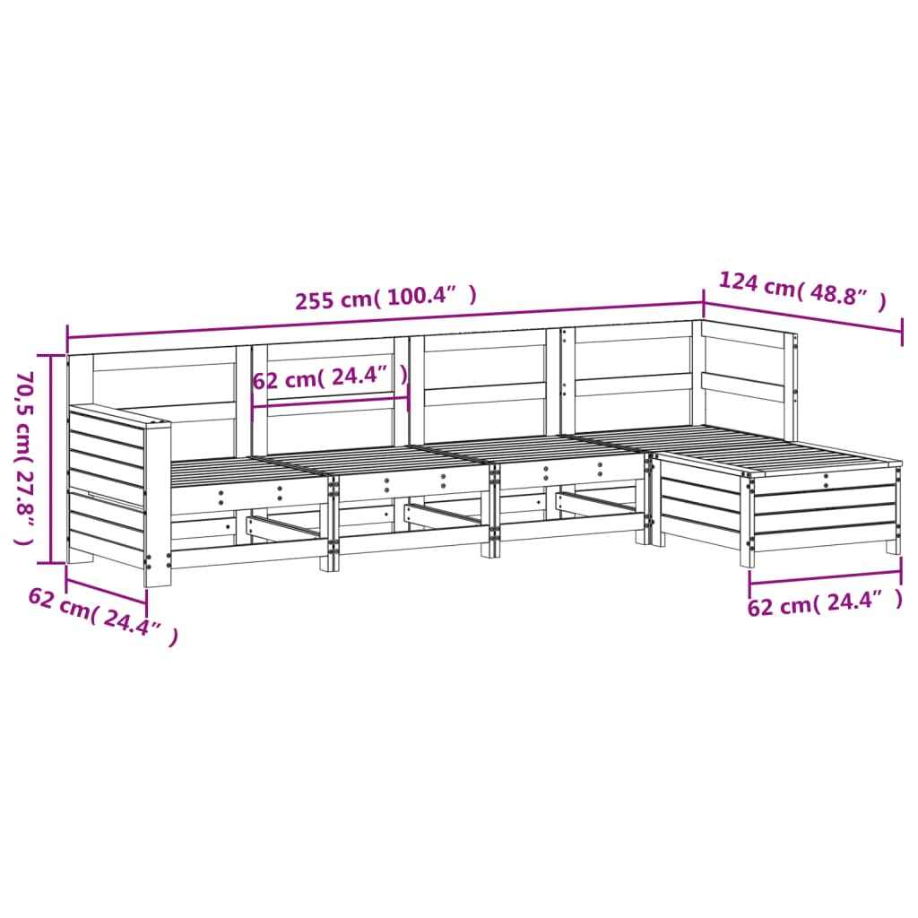vidaXL 5 pcs conjunto de sofás de jardim madeira pinho maciça branco
