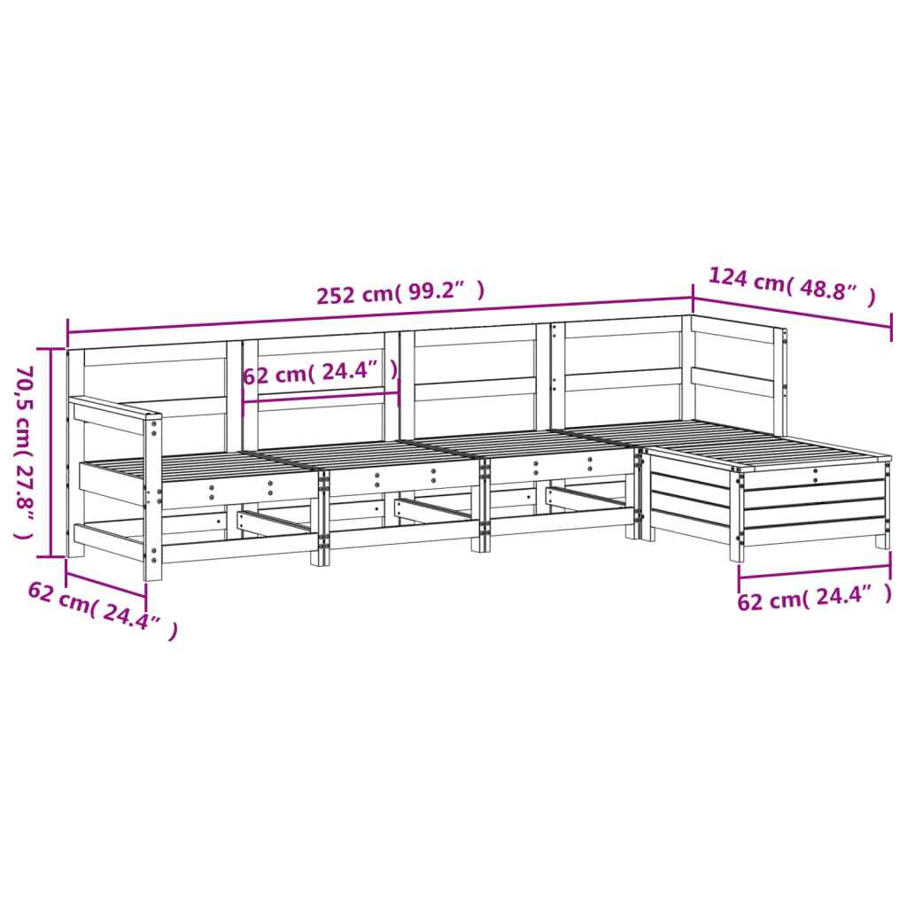 vidaXL 5 pcs conjunto de sofás de jardim madeira pinho maciça branco