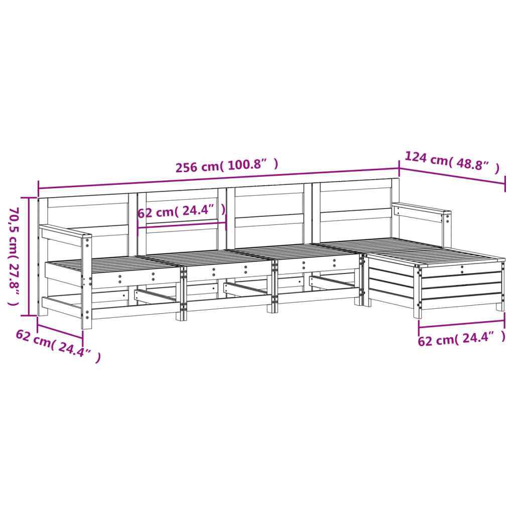 vidaXL 5 pcs conjunto de sofás de jardim madeira pinho maciça branco