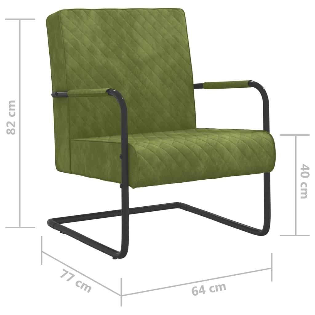 vidaXL Cadeira cantilever veludo verde-claro