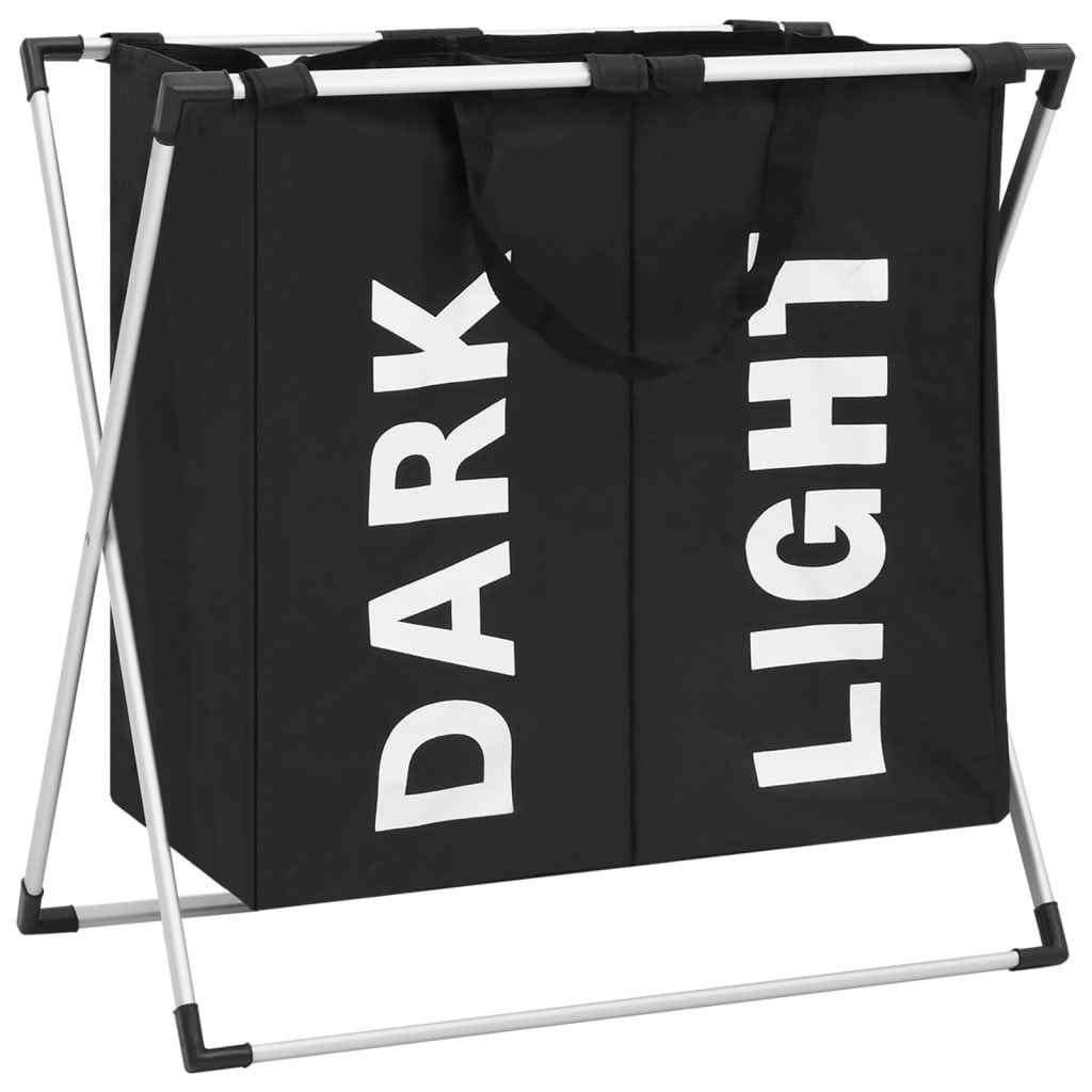 vidaXL Separador de roupa suja de 2 secções preto