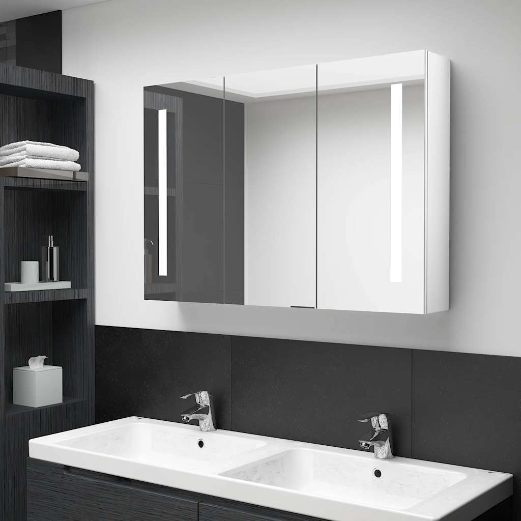 vidaXL Armário espelhado para casa de banho com LED 50x13x70 cm