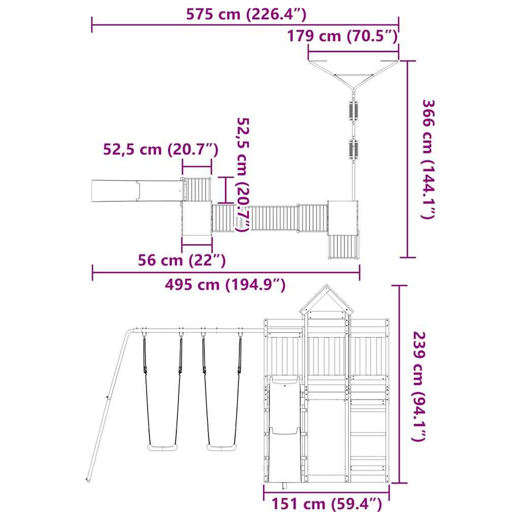 vidaXL Conjunto de brincar para exterior madeira de pinho impregnada
