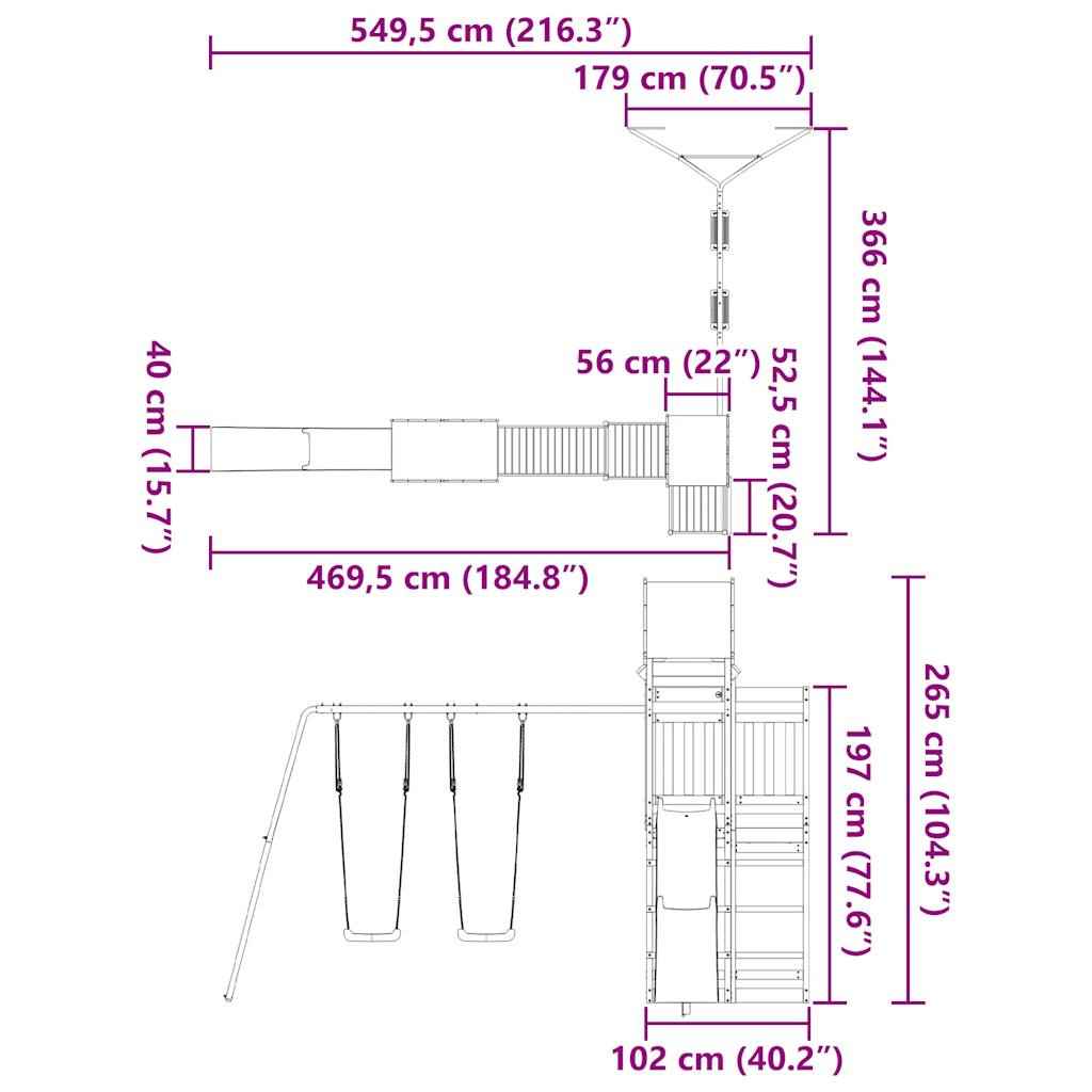 vidaXL Conjunto de brincar para exterior madeira de pinho impregnada