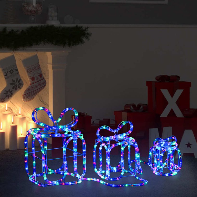vidaXL Caixas presente de Natal com 180 luzes LED interior/exterior