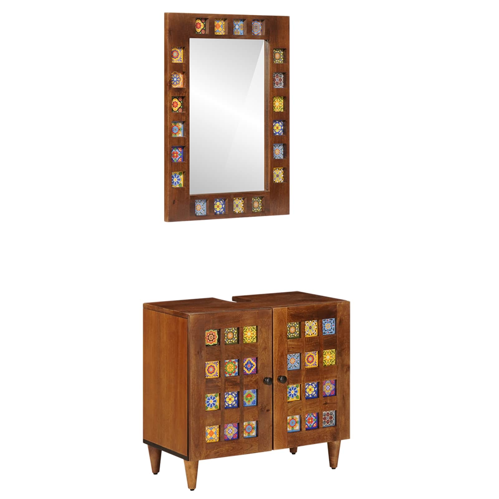 vidaXL Conjunto de Móveis para Banheiro com porta 2 pcs Nogueira