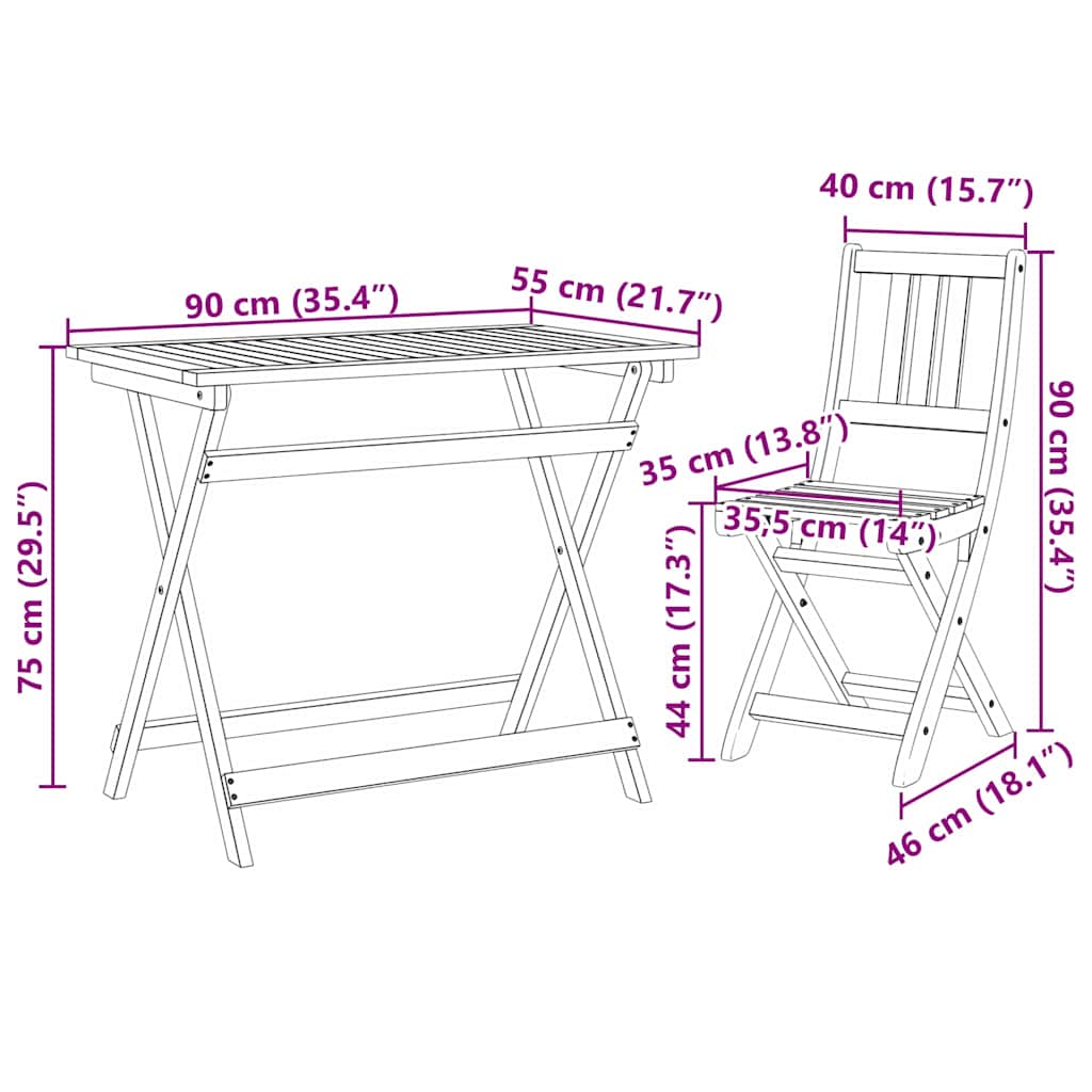 vidaXL Conjunto Bistro de Jardim 5 pcs Castanho