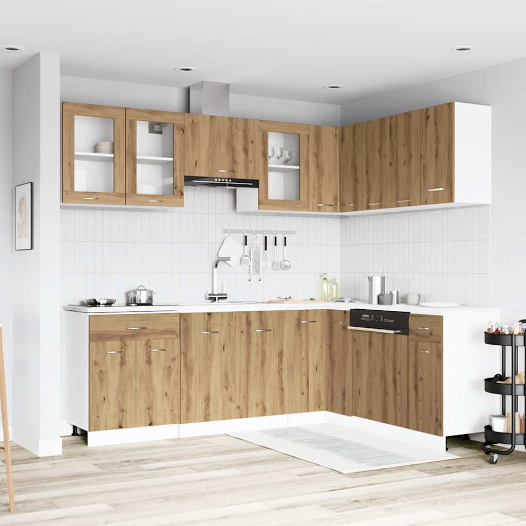 vidaXL 11 pcs armário de cozinha conjunto deriv. madeira Lyon madeira velha