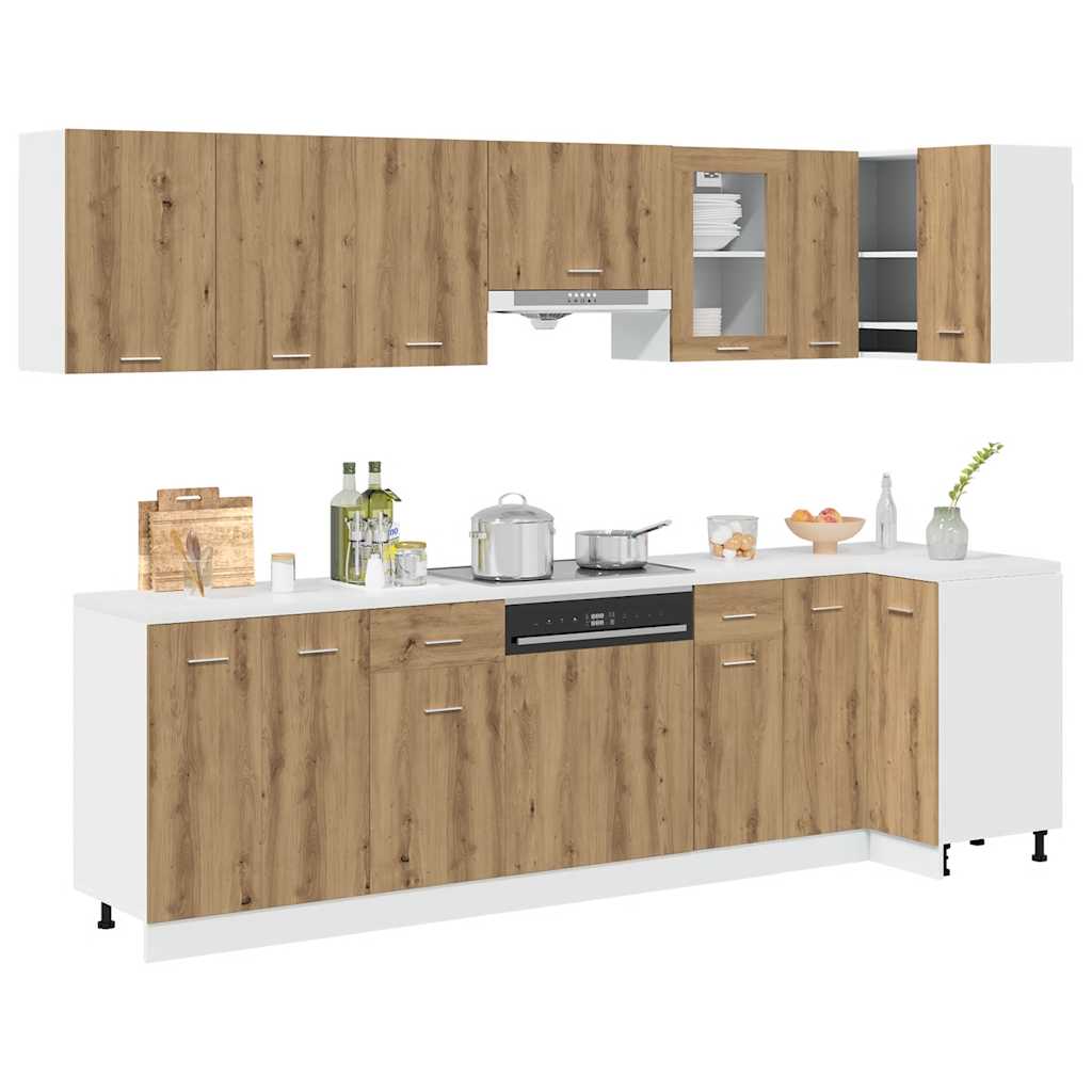 vidaXL 11 pcs armário de cozinha conjunto deriv. madeira Lyon madeira velha