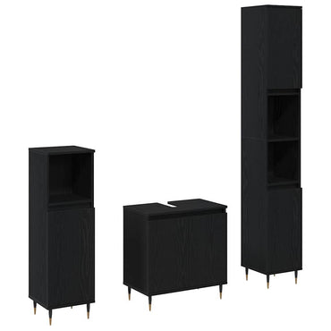vidaXL Conjunto de Móveis para Banheiro com porta 3 pcs Carvalho Preto