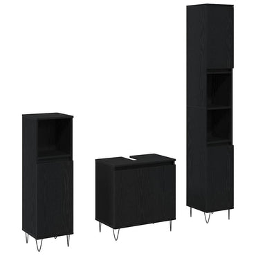 vidaXL Conjunto de Móveis para Banheiro com porta 3 pcs Carvalho Preto