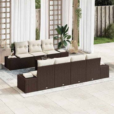 vidaXL Conjunto de Sofá de Jardim com almofada 8 pcs Preto vime PE