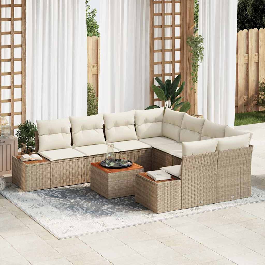 vidaXL Conjunto de Sofá de Jardim 9 pcs Preto Rattan Sintético
