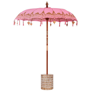 vidaXL Parasol Balinês com Base Rosa 185 x 185 x 260 cm