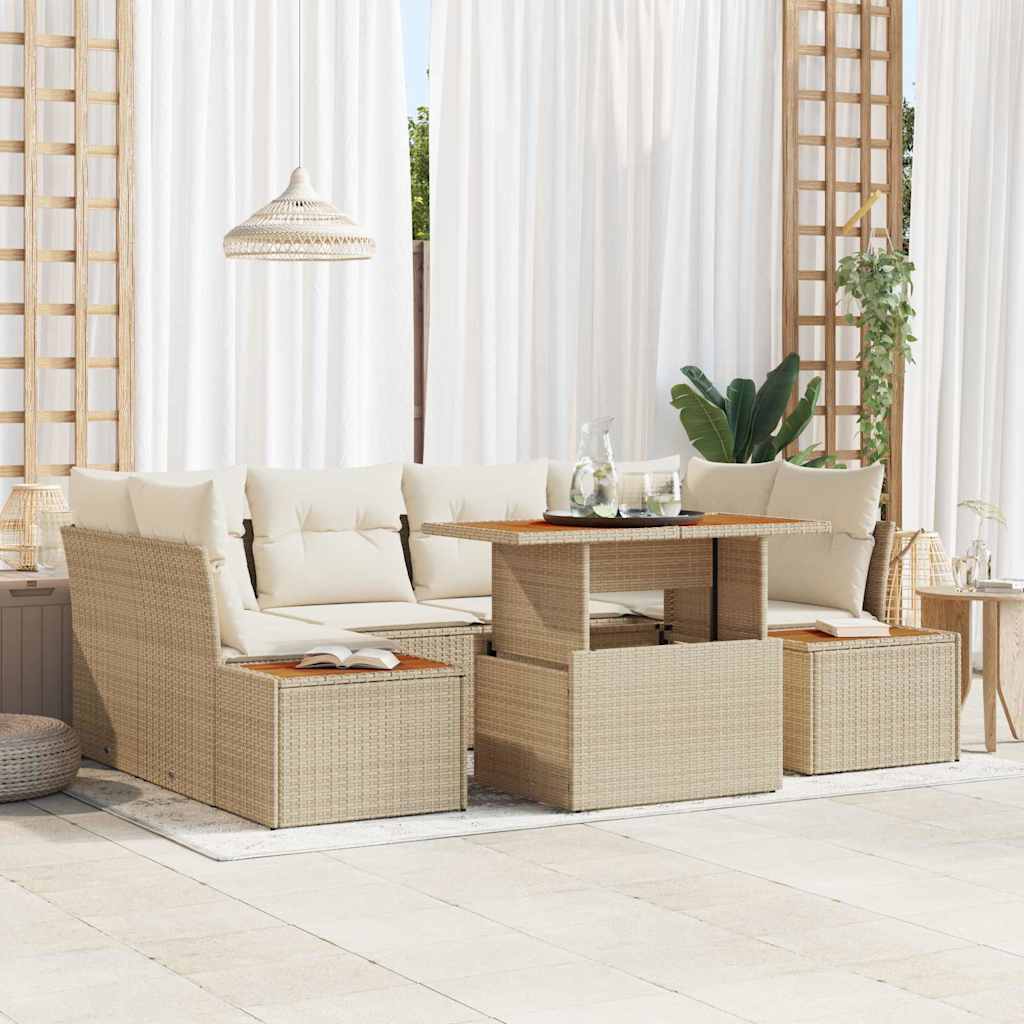 vidaXL Conjunto de Sofá de Jardim 7 pcs Preto Rattan Sintético