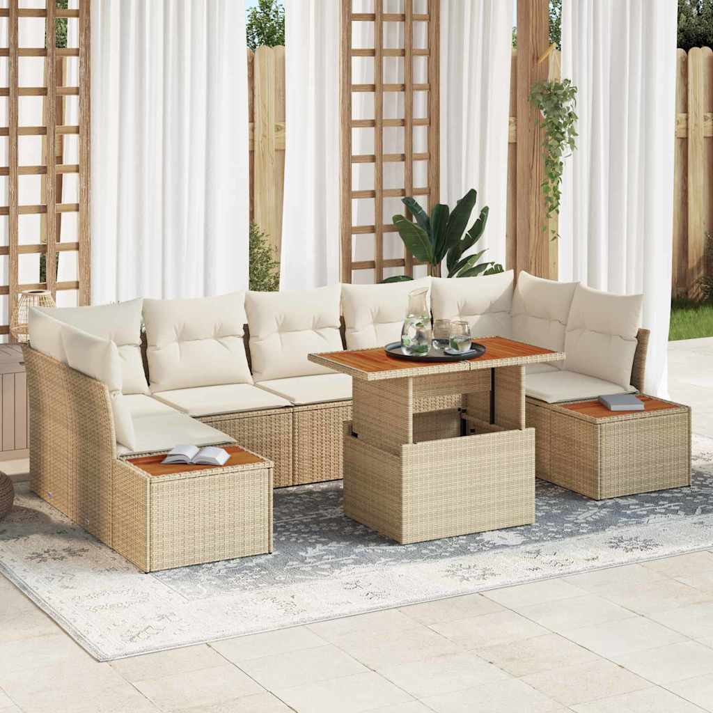 vidaXL Conjunto de Sofá de Jardim 8 pcs Preto Rattan Sintético