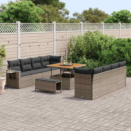 vidaXL Conjunto de Sofá de Jardim 11 pcs Preto Rattan Sintético