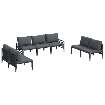 vidaXL Conjunto de Sofá de Jardim com almofada 7 pcs Preto Aço