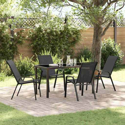vidaXL Conjunto de Jantar para Jardim 5 pcs Preto
