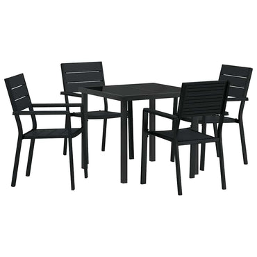vidaXL Conjunto de Jantar para Jardim 5 pcs Preto Aço revestido a pó