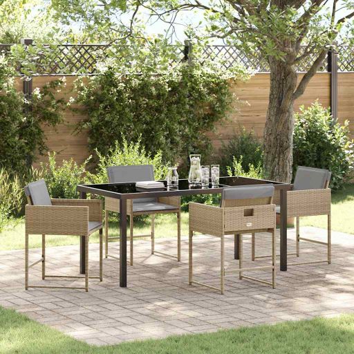 vidaXL Conjunto de Jantar para Jardim 5 pcs Preto vime PE